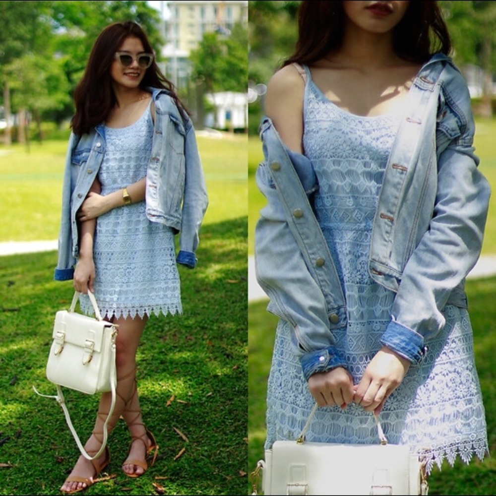 H&M Divided Light Blue Lace Dress